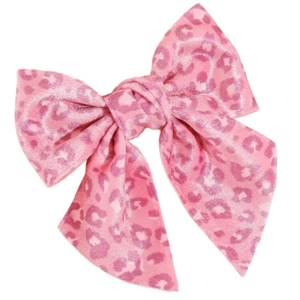 Leopard Print Bow Barrette - Picture 3 of 4